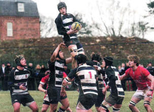 Stewart Evans wins a line-out against Regent House in the Schools' Cup. US0810-123A0