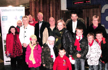 Some of those who attended the Audio Description screening at Lisburn Omniplex last week, including local sporting star, Janet Gray.