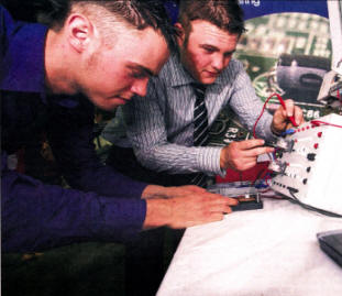 (L-R): David McCarroll and Jonathan McEwan with their winning project at the Sentinus Young lnnovators Exhibition.
	