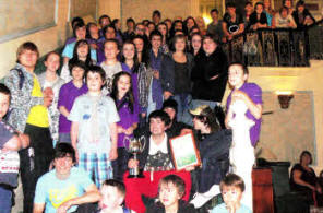 Members of Fusion Theatre with their award from the Buxton lnternational Gilbert and Sullivan Youth Festival
