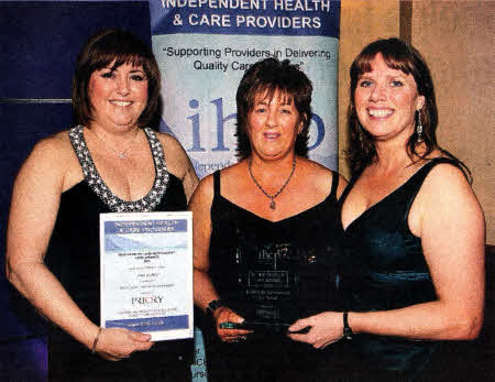 Lesley Megarity of Domestic Care Services, Joan Telford of Mears Care NI, winner in the Domiciliary Care Manager category, and Nuala McKeever at the Northern Ireland Independent Care Awards.