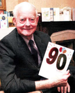 Lord Molyneaux surrounded with birthday cards as he celebrated his 90th Birthday last Friday. Picture by Brian Little