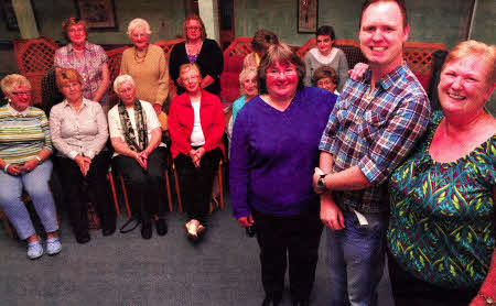 Simon Cunningham from Showcase Productions with Victoria Cunningham and Barbara Smyth of the Lisburn Ladies Hard of Hearing Groupl They are fundraising for a concert in aid of the group which will take place on 22nd of October at Trinity Methodist US3710-401PM Pic by Paul Murphy