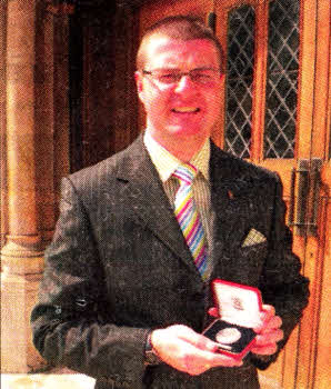 Paul McCarroll at the presentation of his medallion for being a 'Churchill Fellow' 