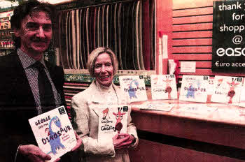 Dominic Tolan, Book Manager of Easons Bow Street, pictured with author Sandra Vanner whose book 'George and the Dinosaur' is on sale in the shop. US4910-121A0