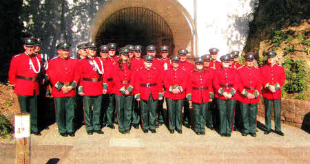 Members of Baillies Mills Accordion Band at the War Tunnels on their recent visit to Jersey.