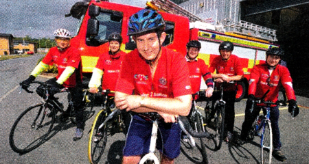 Public Safety minister Edwin Poots joins the firefighters on their leg from Dunmurry to Lisburn on Tuesday