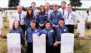1st Derriaghy Scouts at The Huts Cemetery, Dikkebus, near Ypres, Belgium.