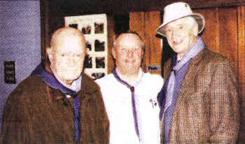 Joe Turner, Mervyn Fleming and Tommy Thompson catch up at the reunion.