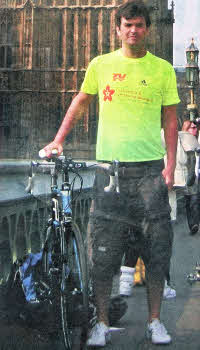 Gareth Crockett who was undertaking a marathon fundraiser in memory of a friend who died from leukaemia