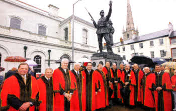 Members of Lisburn City Council at the unveiling and dedication of the UDR Memorial in Lisburn City Centre