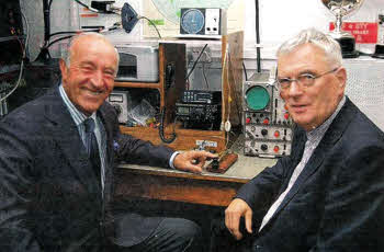 Len Goodman with Jim Henry on a recent visit to the Lagan Valley ARS shack, where they were filming a programme commemorating the sinking of Titanic 100 years ago.