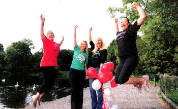 Fiona Kennedy (Member of the Hillsborough group), Patricla Webber (Action MS), Caroline Boyd (Leader of the Lisburn Racquets Club group) and Mary Claire Crozier (Leader of the Laurelhill Community College group)