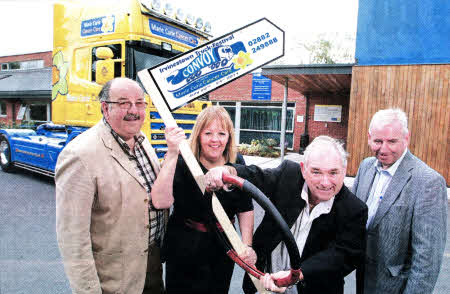 At the launch of the 11th annual Truck Festival in lrvinestown, which takes place from July 22.24, are event organisers. George Gordon, GS Gordon and Sons Lisburn, Sheena Havlin Marie Curie Fundraising Manager, Hugo Duncan Radio Ulster and Joe Mahon from Mahons Hotel Irvinestown. The event has to date raised £350,000 for local Marie Curie Nurses and is proudly sponsored by P&O Ferries, Derry Bros Shipping, Truck Align (NI) and Top Oil. For more details visit www.irvinestowntruckfestival.co.uk or call 02882 249888 for a registration pack. Pic by Presseye.