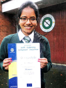Mary Kurian, winner of the Lisburn Rotary Youth Leadership Development Competition. US4811-112A0