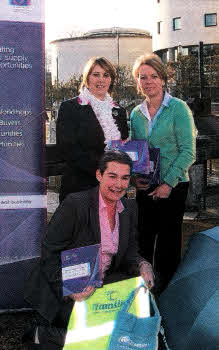 Councillor Jenny Palmer, Chairman of the Council's Economic Development Committee, launches Lisburn Meet the Buyer 2011, with two participating Buyers, Hilary Casement (Montupet UK) and Michelie Carlisle (Translink).