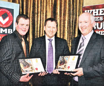 Philip Green, Barry Neilson Chief Executive ClTB-ConstructionSkills NI and Alan Stewart (tutor).