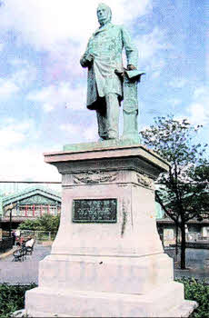 The Sam Sloan statue in Hoboken, New Jersey.