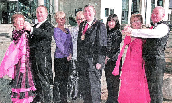 At the launch of the Irish Ballroom and Waltzing Federation's (lBWF) Competitive and Social Dancing event are the Mayor, Alderman Paul Porter, members of IBWF and representatives from the mayor's chosen charity 'The Carers Forum on Learning Disability'.