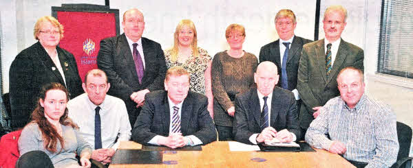 Pictured with the Mayor of Lisburn, Alderman Paul Porter at the initial meeting of the Lisburn City Council Suicide Prevention Group are elected representatives from political parties across the Council and Council Officers including Mr. Norman Davidson, Chief Executive of Lisburn City Council.