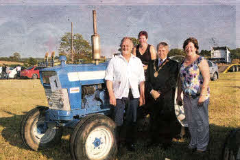 Mayor of Lisburn, Councillor Brian Heading at the recent Ladies Tractor Road Run are: (l-r) Ronald Coulter; Dianne Gardner and Helen Coulter.