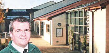 David Agnew, manager, outside the Village Centre, Hillsborough. US4411-541cd