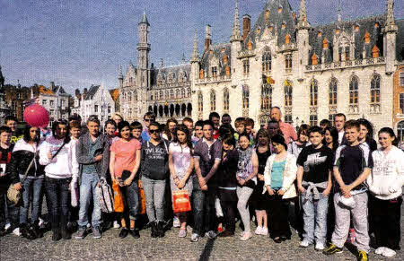 The group of pupils who travelled from Lisburn to Belgium.