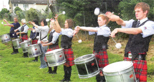 Drummers from Ballycoan band getting ready for the All Ireland Pipe Band Championships. US2709-527cd