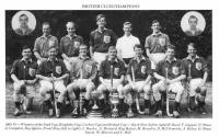 BRITISH CLUB CHAMPIONS - 1969-70-Winners of the Irish Cup, Keightley Cup, Corken Cup and British Cup - Back Row (left to right) R. Boyd, T. Lappin, N. Shaw, G. Compton, Ray Quinn. Front Row (left to right) J. Hasley, S. Howard, Reg Quinn, M. Bowden, D. McClements, A. Bolas, D. Shaw. Insets: W. Mercer and C. Bell