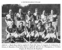 A MEMORABLE TEAM - 1950-51 - Back Row (left to right) D. Paul, M. Jess, J. Lappin, S. Johnston, S. Green, J. Bowden. Front Row (left to right) H. Mercer, G. Thompson, J. Corken (Capt.), R. Howard, B. Raphael