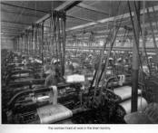 The women hard at work in the linen factory