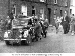 The send off at Shop Row for Phyllis and Eddie Briggs on their wedding day 