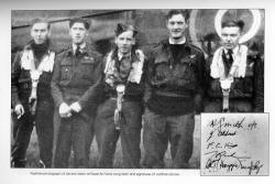 Wartime photograph of aircrew taken at Royal Air Force Long Kesh and signatures of wartime aircrew