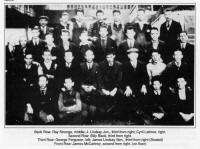 Back Row: Ray Stronge, middle; J. Lindsay Jun., third from right; Cyril Latimer, right. Second Row: Billy Black, third from right. Third Row: George Ferguson, left; James Lindsay Sen., third from right (Seated) Front Row: James McCartney, second from right. (on floor)