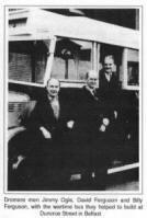 Dromore men Jimmy Ogle, David Ferguson and Billy Ferguson, with the wartime bus they helped to build at Duncrue Street in Belfast