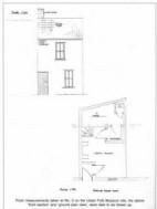 From measurements taken at No. 3 on the Ulster Folk Museum site, the above 'front section' and 'ground plan view', were able to be drawn up.