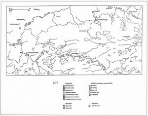 Map 3.6. THE RANGE AND DISTRIBUTION OF INDUSTRIAL ACTIVITY IN THE CENTRAL PART OF THE LAGAN VALLEY(1833) Source W. A. McCutcheon - "The Industrial Archaeology of Northern Ireland" Page 308