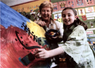 Mrs Young, winner of the McCord Art Bursary 2005, with one of her promising pupils Evie Thompson. Evie came 2nd in the Step-in-Time competition run by the Environment and Heritage Services in 2004.
