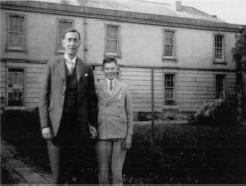 Quentin H. Gibson with his father, W.H. Gibson, Director of LIRA, at Glenmore House, Lambeg c. 1931