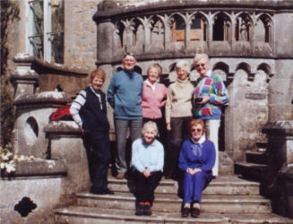 Pictured on the back terrace of Markree Castle: Hilary Moore, John Moore, Audrey Gamble, Heather Kenny, Margaret Campbell. Seated: Mary Twigg, Heather Gracey.