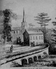 Fig. 5. Drum bridge, showing the curve of the old road. (Illustration from the supplement to the Dublin Penny Journal, vol. 4, July 1835-June 1836).