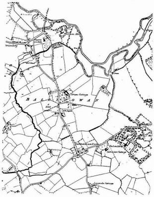 Fig. 6. Ordnance Survey map of 1860, showing the new road which by-passed Drum House and Drum Church. (Reproduced courtesy of the Deputy Keeper of the Records, PRONI).