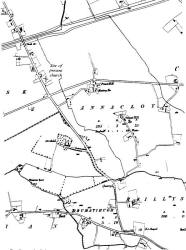 Based upon the Ordnance Survey Map of 1835, with the Sanction of the Controller of Her Majesty's Stationery Office. Crown Copyright Reserved. (We have indicated site of present church) Please click to enlarge