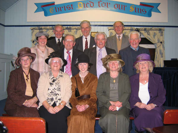 Ravernet Mission Hall leaders L to R:  (front row) Anne Crone, Myrtle Conway, Rachel Spence, Lily Armstrong and Alice McBride.  (second row)  Heather Reddick - Leader, Derek Crone, Wesley McBride and James Anderson.  (back row) Clifford Conway, Alfie McKeown and John Spence. Lisburn.