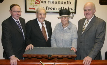 Knocknadona Gospel Fellowship leaders pictured in February 2009.  L to R: John Thompson, Fred Gordon, Mrs Maud Belshaw (Treasurer) and Jim Gordon.  