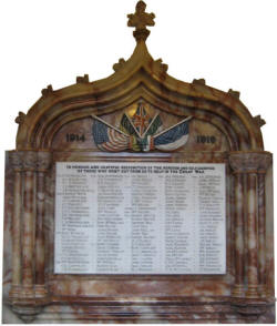Memorial Tablet to the 135 men of Railway Street congregation who went forth to fight for us