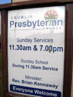 Notice Board at Crumlin Presbyterian Church.