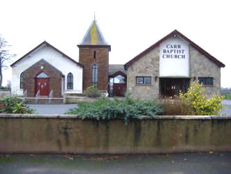 Carr Baptist Church, Carr, Lisburn. The present church was built in 1999. The original church built in 1978 is now the church hall.