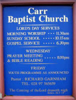 Notice Board at Carr Baptist Church.