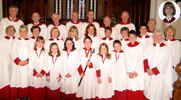 Hillsborough Parish Church Choir pictured at the 2006 Harvest Thanksgiving Service.  Included in the photo (inset) is Julie Bell, who was appointed organist in April 2008 in succession to Phillip Elliott who left in December 2007.